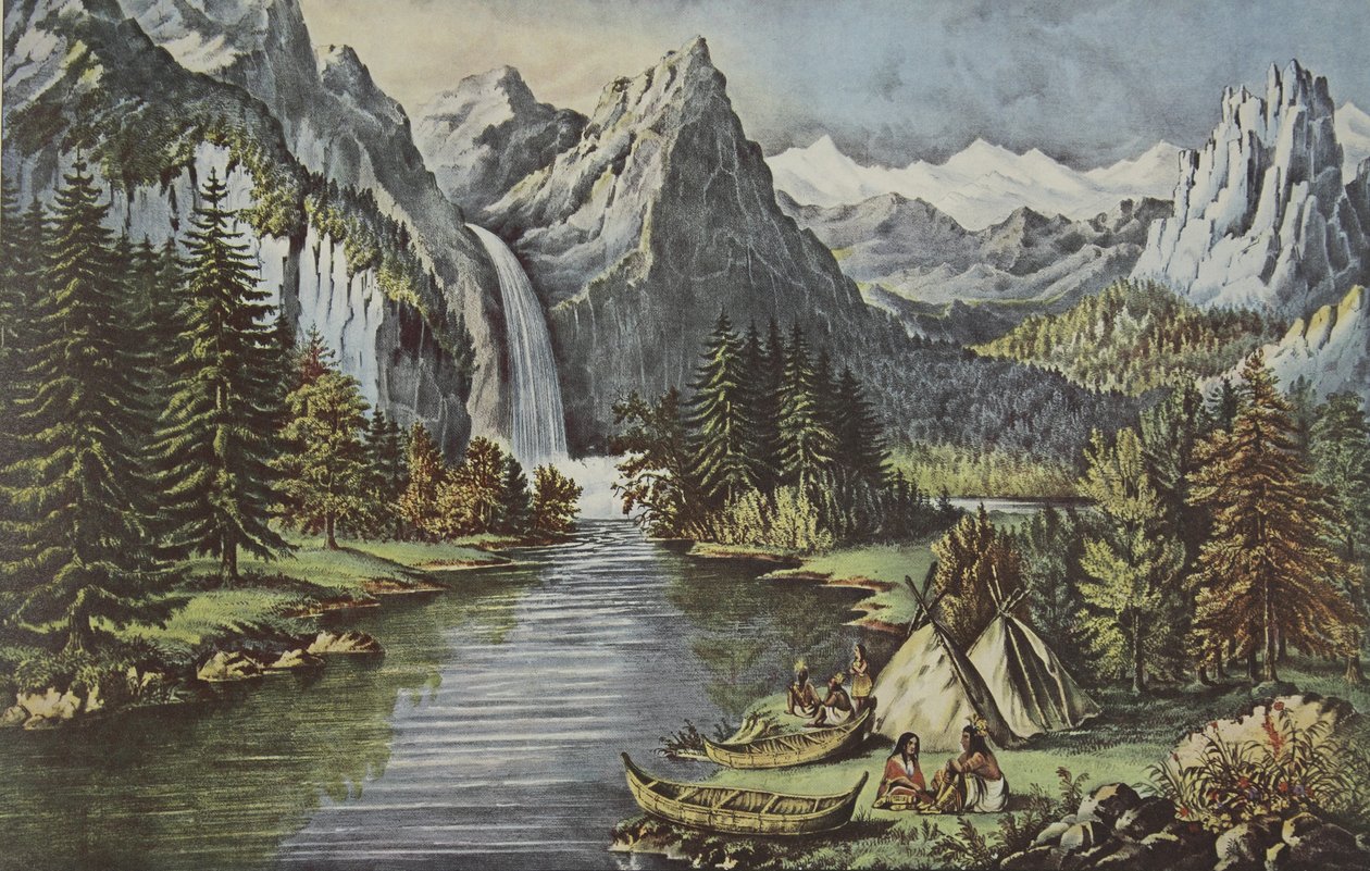 Yosemite Valley - California, pub. 1866, Brudesløret Fall, Currier & Ives av American School