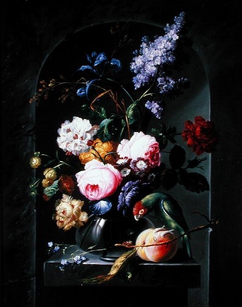 Stilleben med papegøye, 1800-tallet av Austrian School