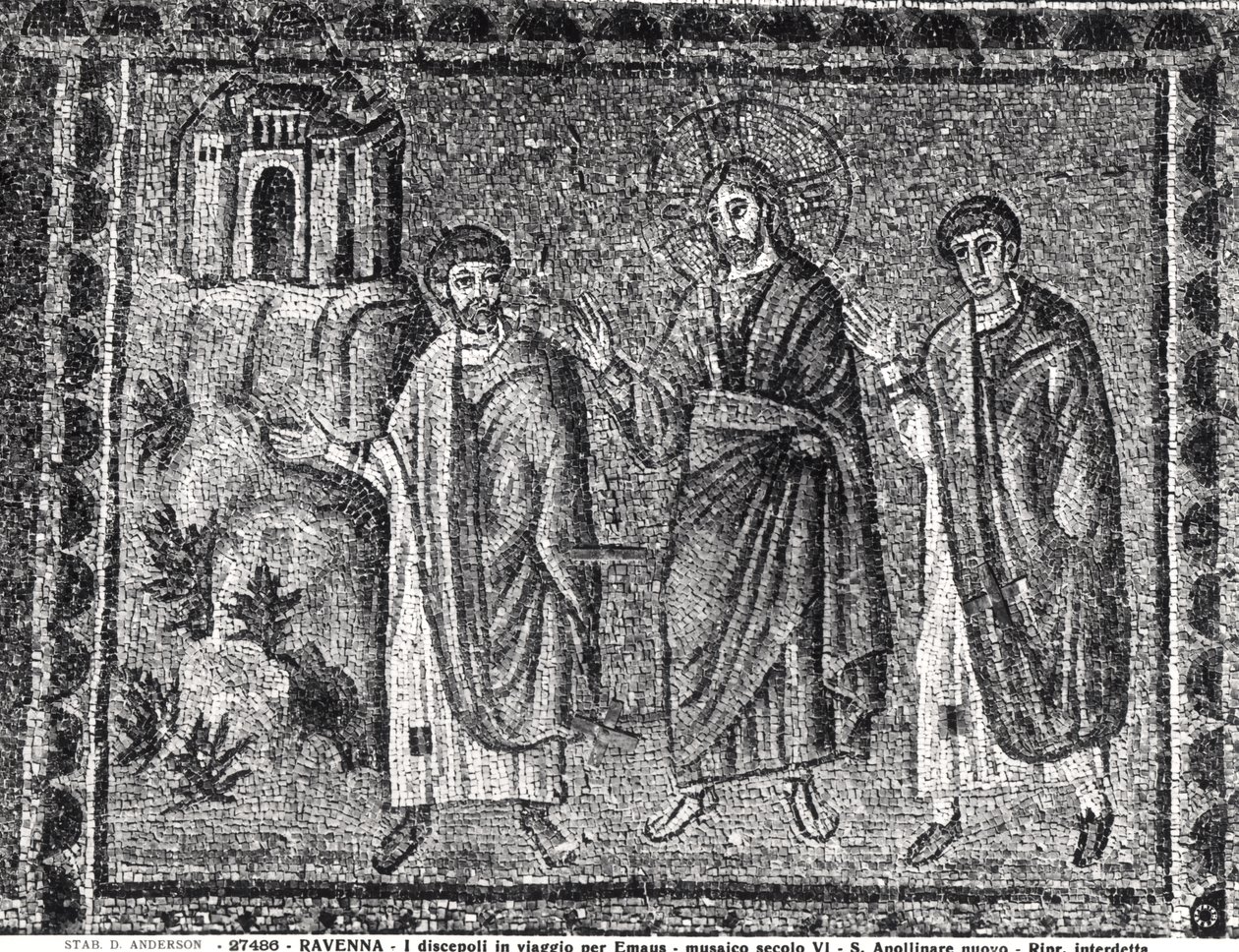 Kristus på veien til Emmaus (mosaikk) av Byzantine School