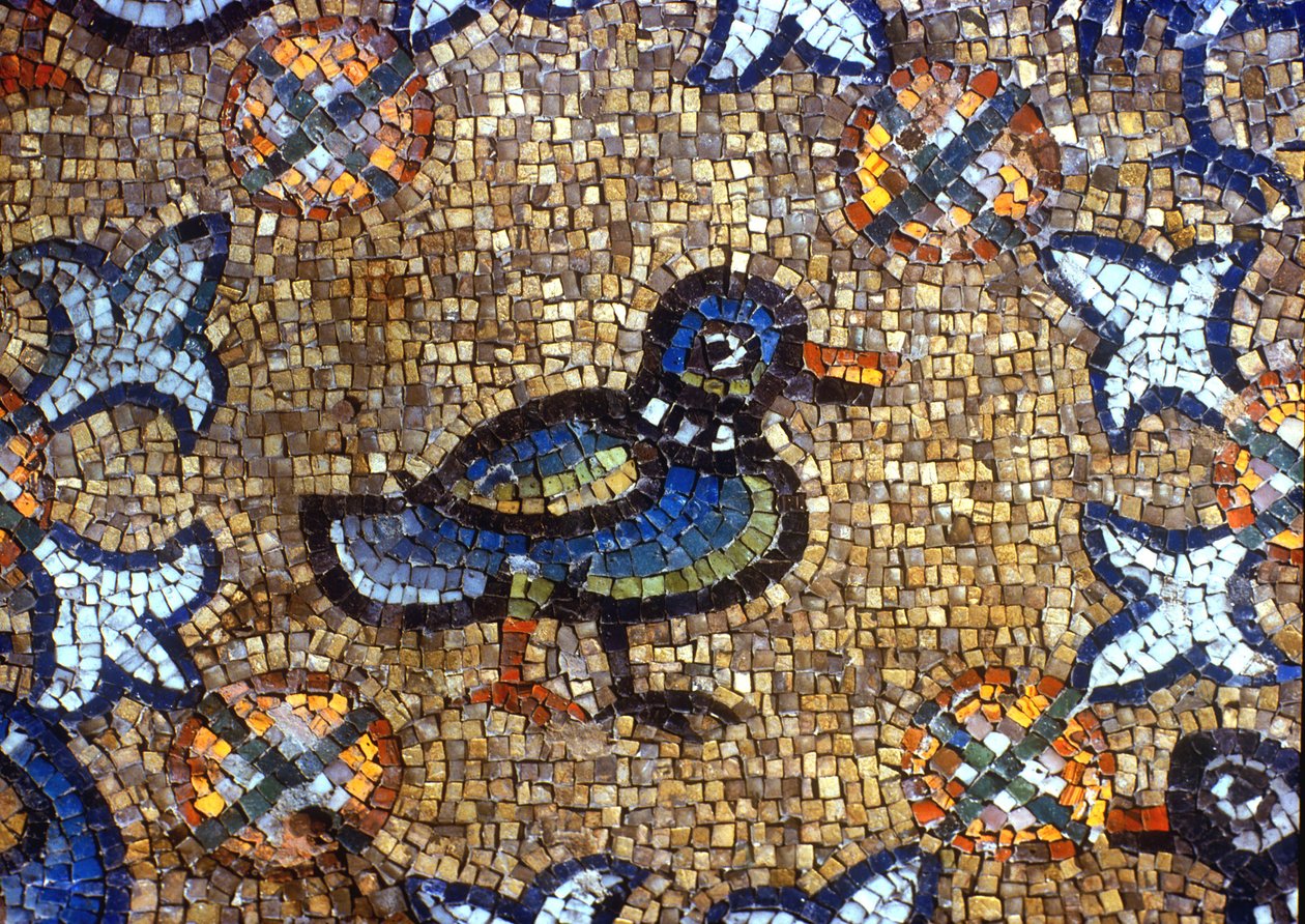 Gulvdetalj som viser en and (mosaikk) av Byzantine School