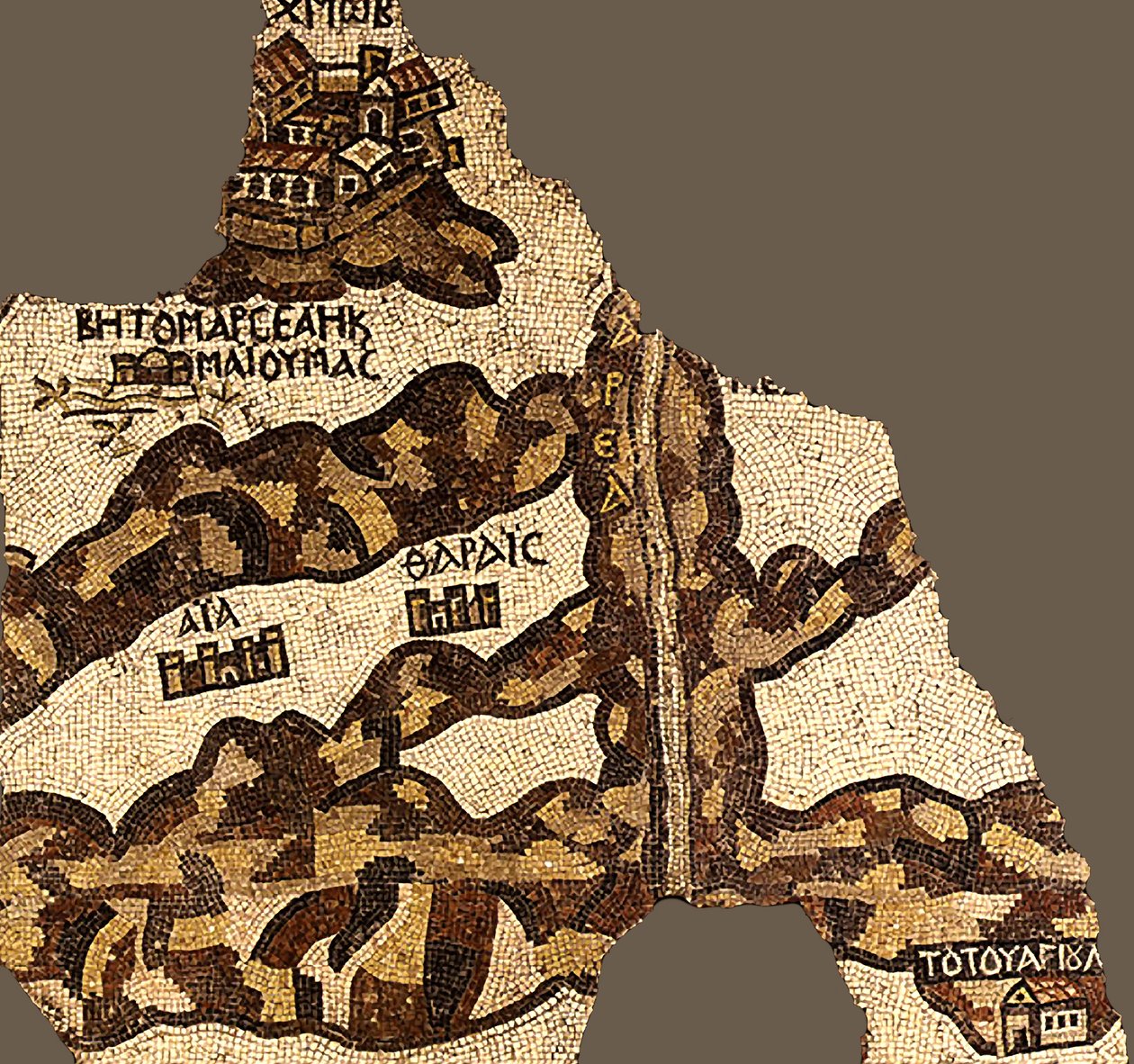 Zared-elven på Madaba-kartet (mosaikk) av Byzantine School