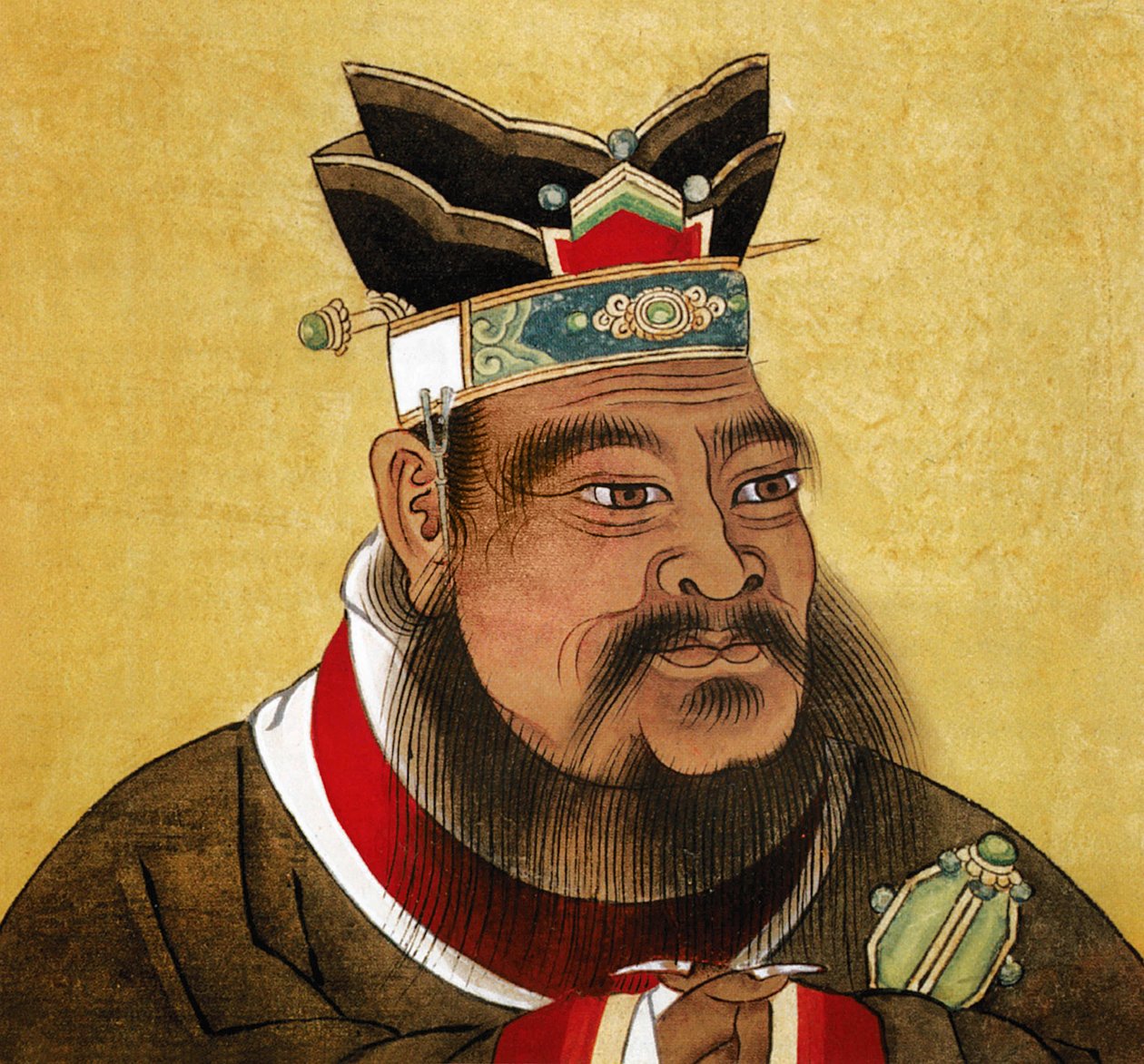 Confucius (blekk og farge på papir) av Chinese School