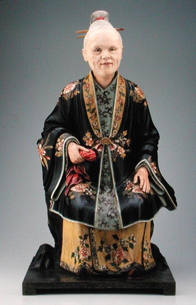 Figur av en kvinne, Qianlong-periode, ca. 1780 (polykrom gips) (se også 207202, 241400 og 241401) av Chinese School