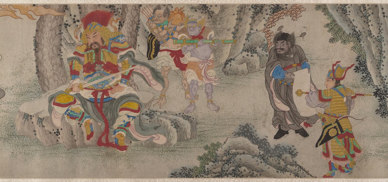 Searching the Mountains for Demons, handscroll, ca. 1630 (blekk og farger på papir) av Chinese School