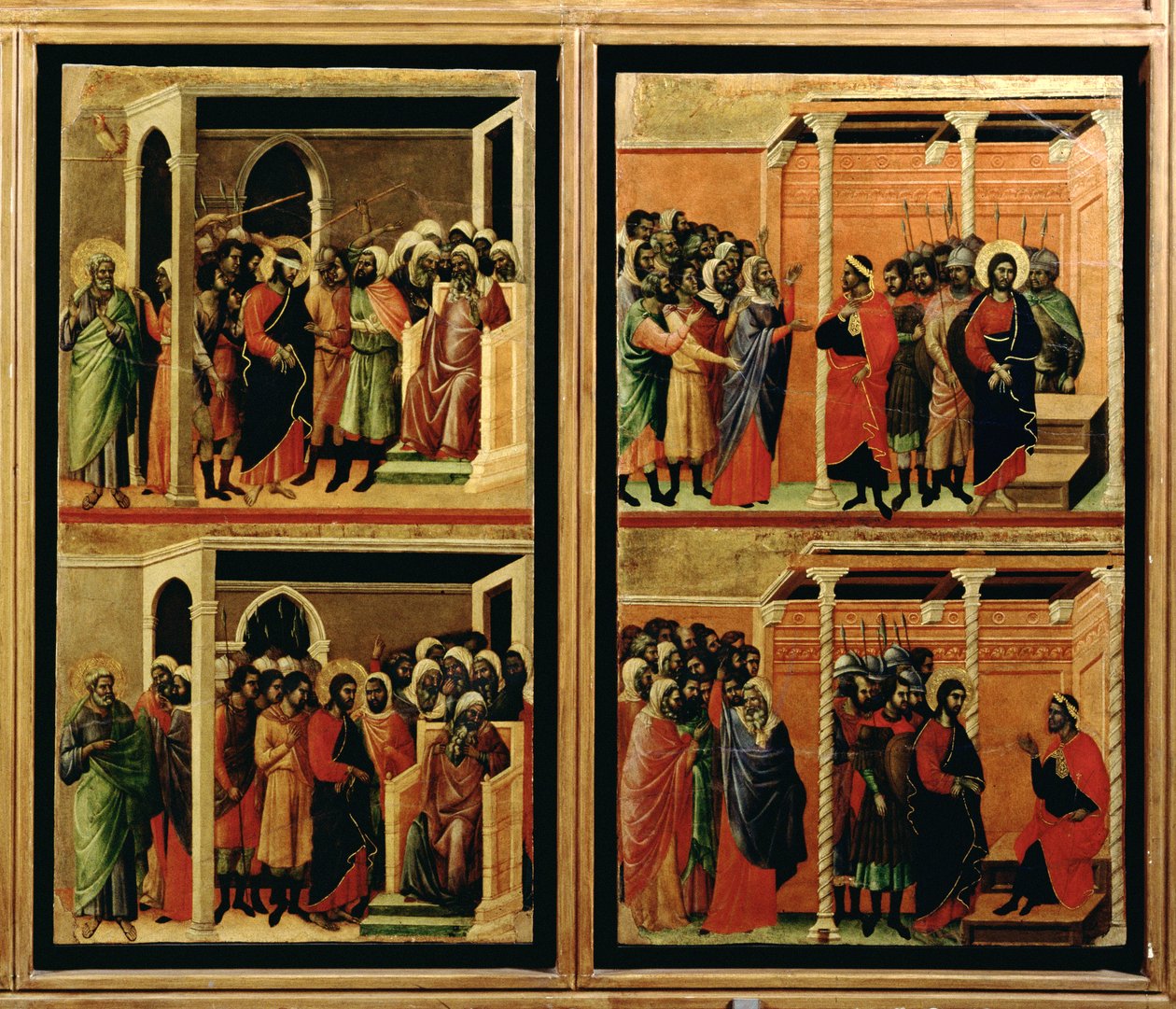 Maesta: elleve scener fra lidenskapen, 1308-11 (tempera på panel) (revers av 55438) (detalj av 235966) av Duccio di Buoninsegna