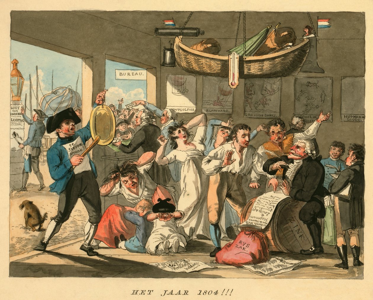 Året 1804!!!, utgitt 1794 (håndfarget gravering) av Dutch School