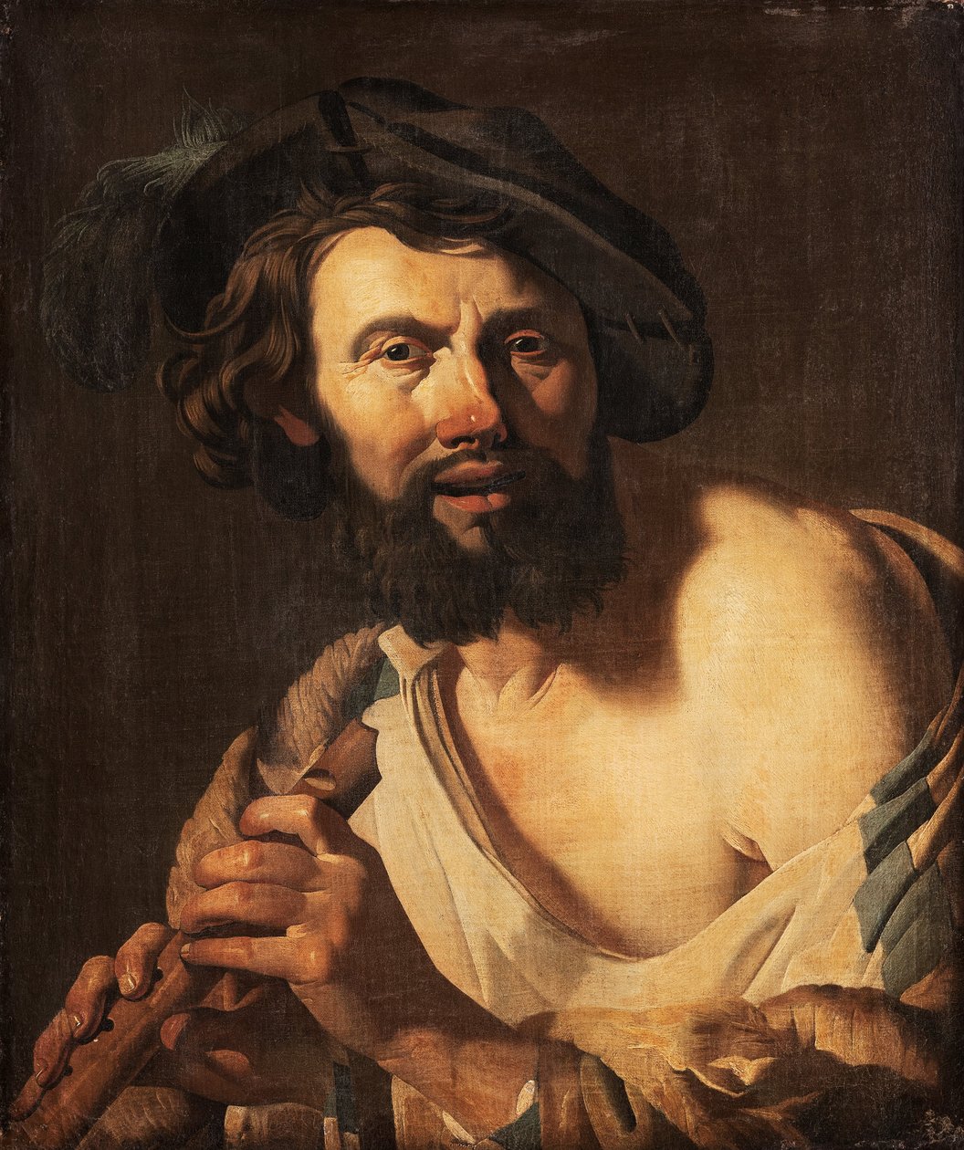 Mann med fløyte, 1625 av Dutch School