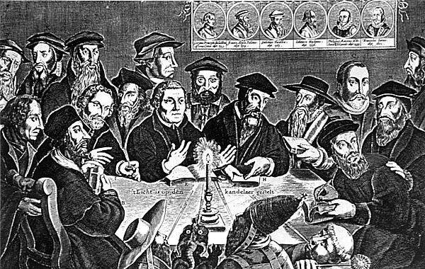 Møte mellom Martin Luther (1483-1546) og pave Leo X (1475-1521) av Dutch School