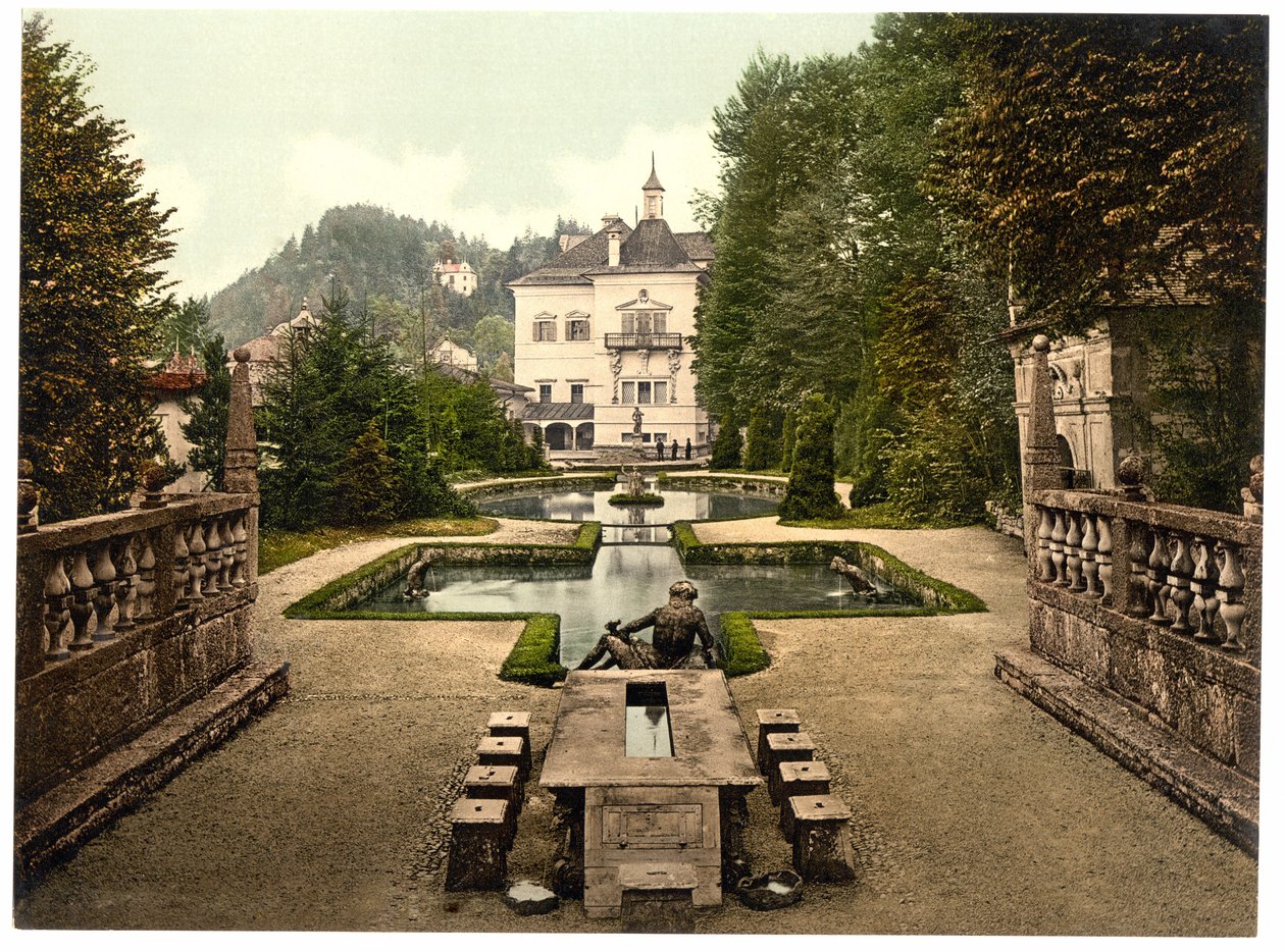 Schloss Hellbrun nær Salzburg, pub. C 1890 - 1900 (kromolitografi) av English Photographer