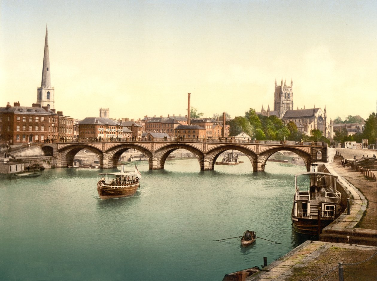 Worcester Bridge, Worcester, pub. ca. 1890–1900 (kromolitografi) av English Photographer