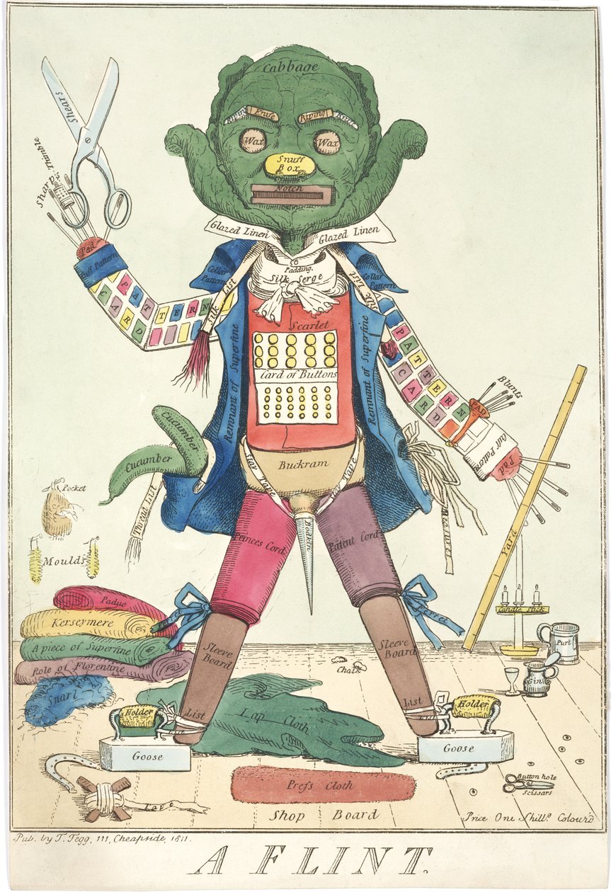 A Flint, 1811 (håndfarget etsning) av English School