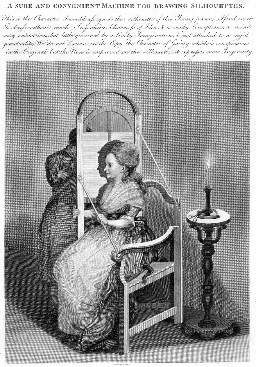 En sikker og praktisk maskin for å tegne silhuetter, ca. 1790 av English School