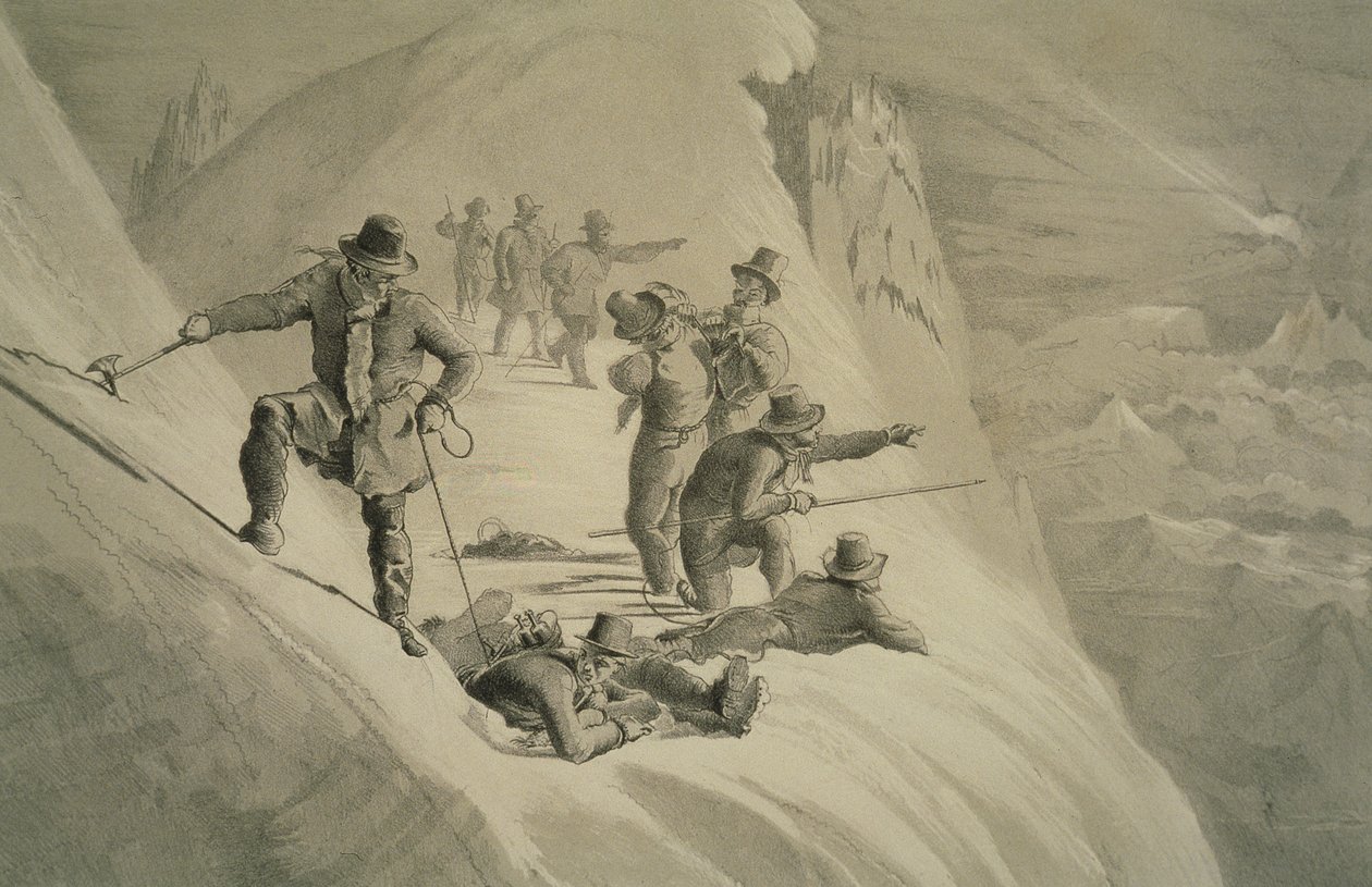Beundrer utsikten, fra ti scener i den siste oppstigningen av Mont Blanc, inkludert fem utsikter fra toppen, av J.D.H. Browne, utgitt 1853 av English School