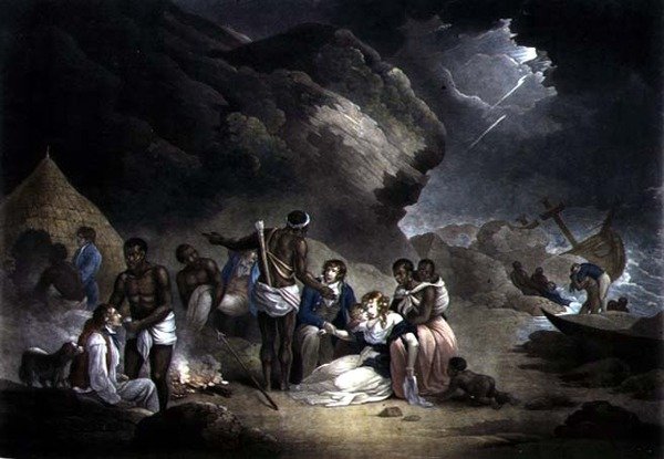 African Hospitality, gravert av John Raphael Smith, pub. av S. Morgan, London, 1814 (mezzotint med senere fargelegging) (par 120642) av English School