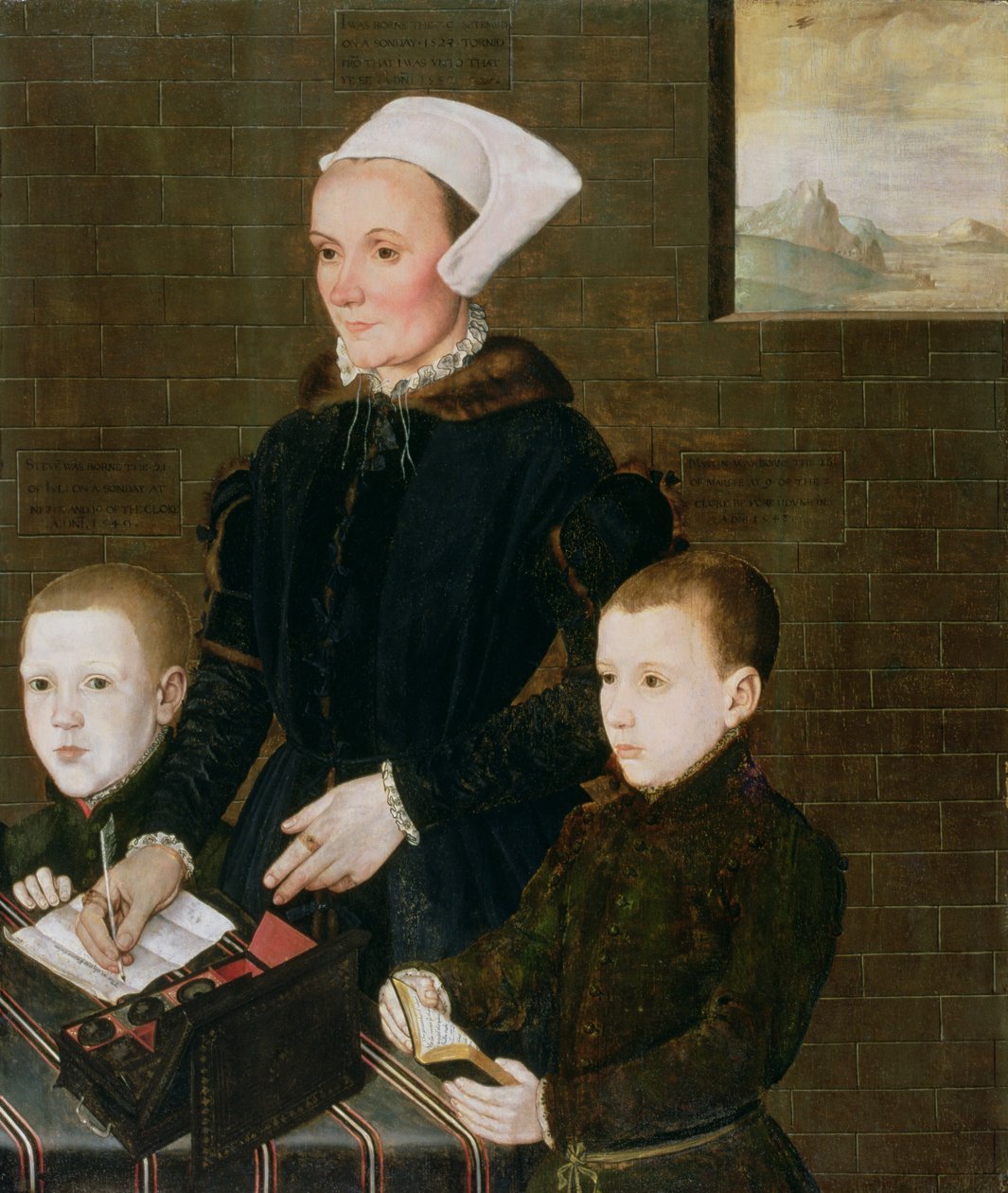 Alice Barnham and her Two Sons Martin and Steven, 1557  av English School