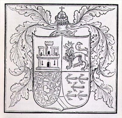 Arms of Columbus, fra The Narrative and Critical History of America, redigert av Justin Winsor, London, 1886 av English School