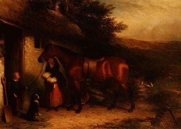 At The Cottage Door, 1800-tallet av English School