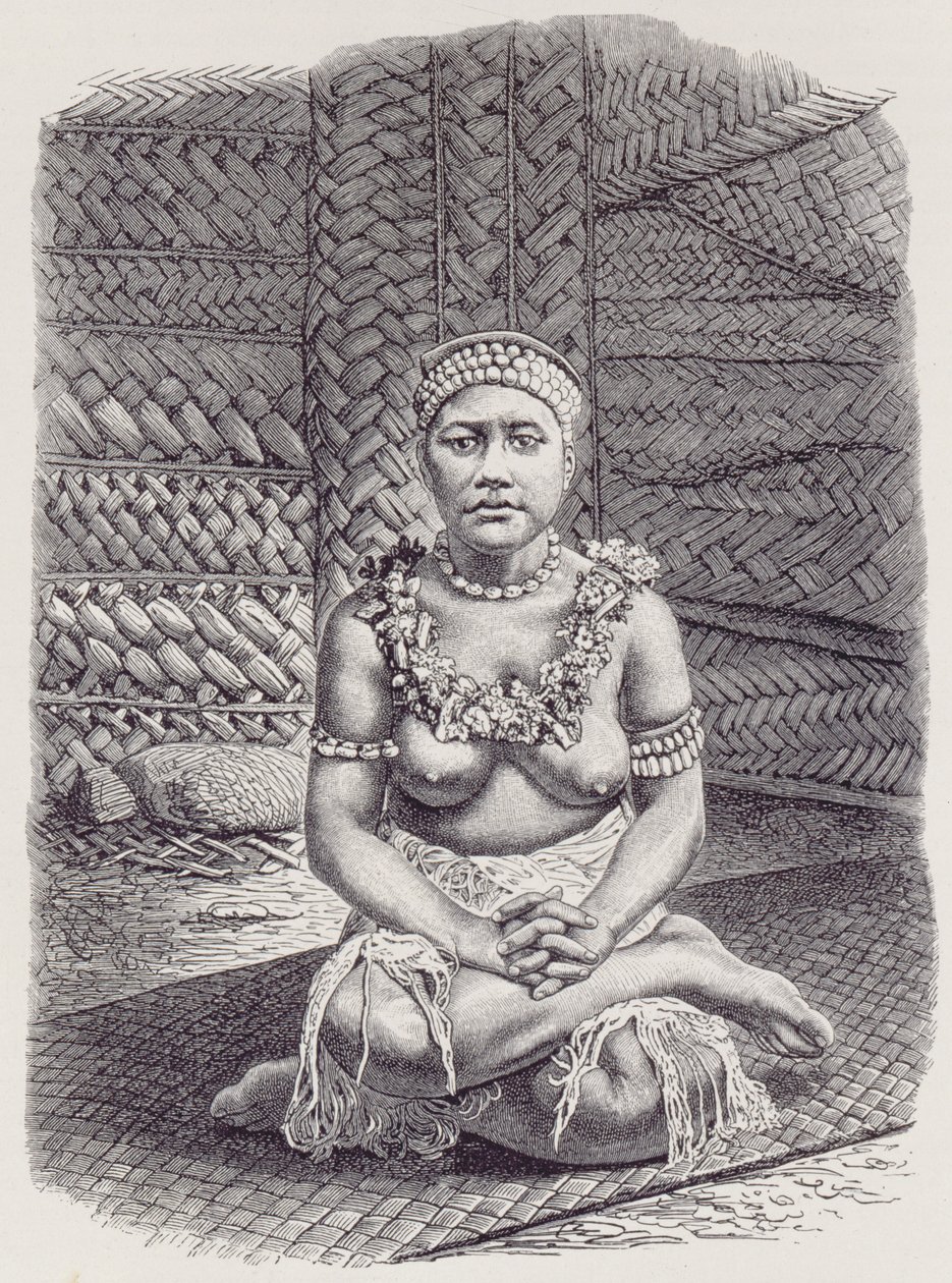 Chiefs wife of Papua, Samoa, fra The History of Mankind, Vol.1, av Prof. Friedrich Ratzel, 1896 av English School