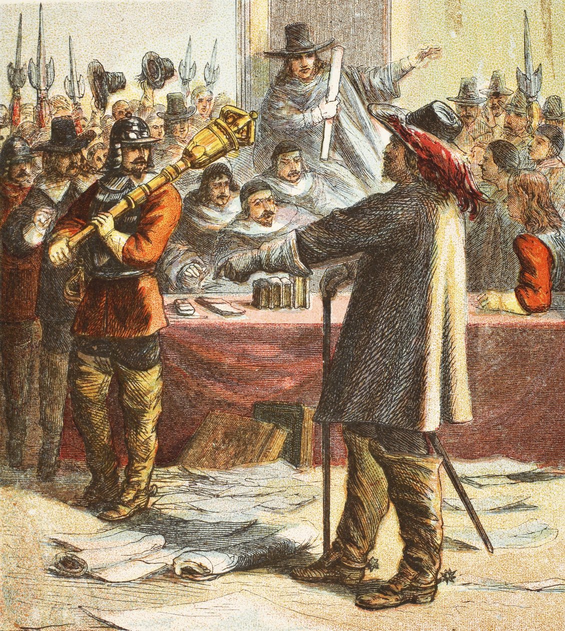 Cromwell Turns out Parliament, pub. 1890 av English School