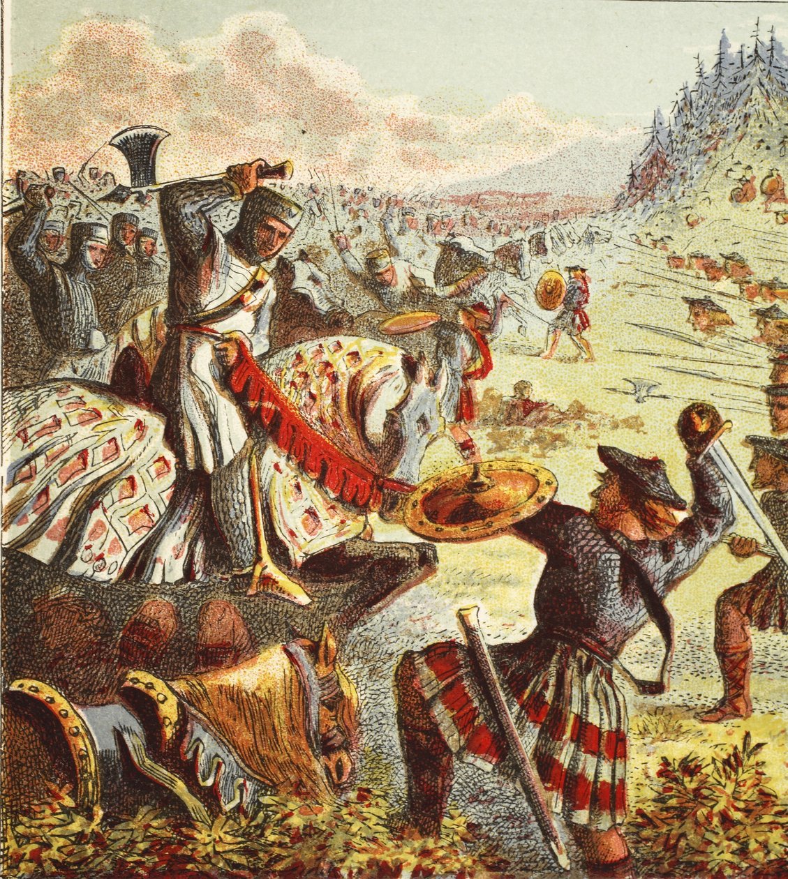 Edward I angriper Skottland, pub. 1890 av English School