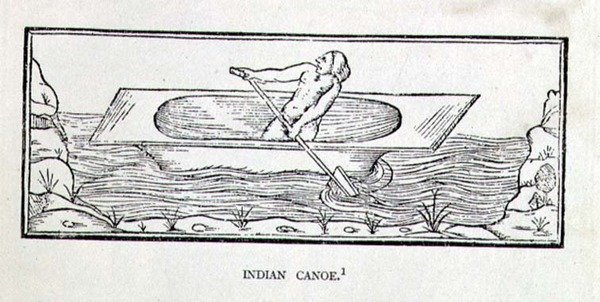 Indian Canoe, fra The Narrative and Critical History of America, redigert av Justin Winsor, London, 1886 av English School