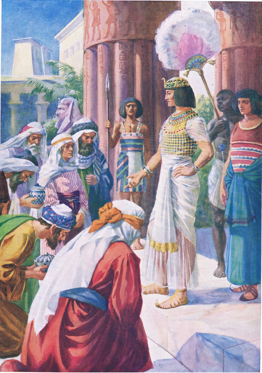 Joseph og brødrene hans, fra The Bible Picture Book utgitt av Thomas Nelson, ca. 1950 av English School
