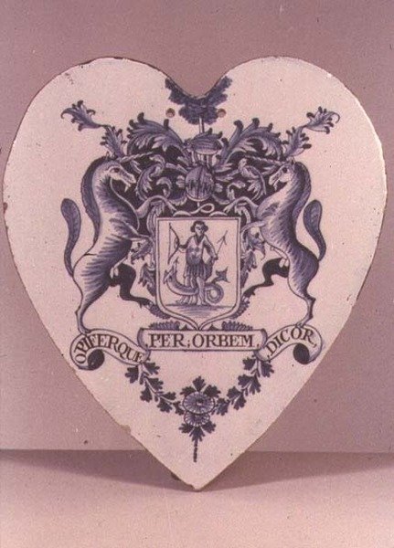 Lambeth pill-tile, Lambeth High Street Pottery, ca. 1765-75 (tinnglasert keramikk) av English School
