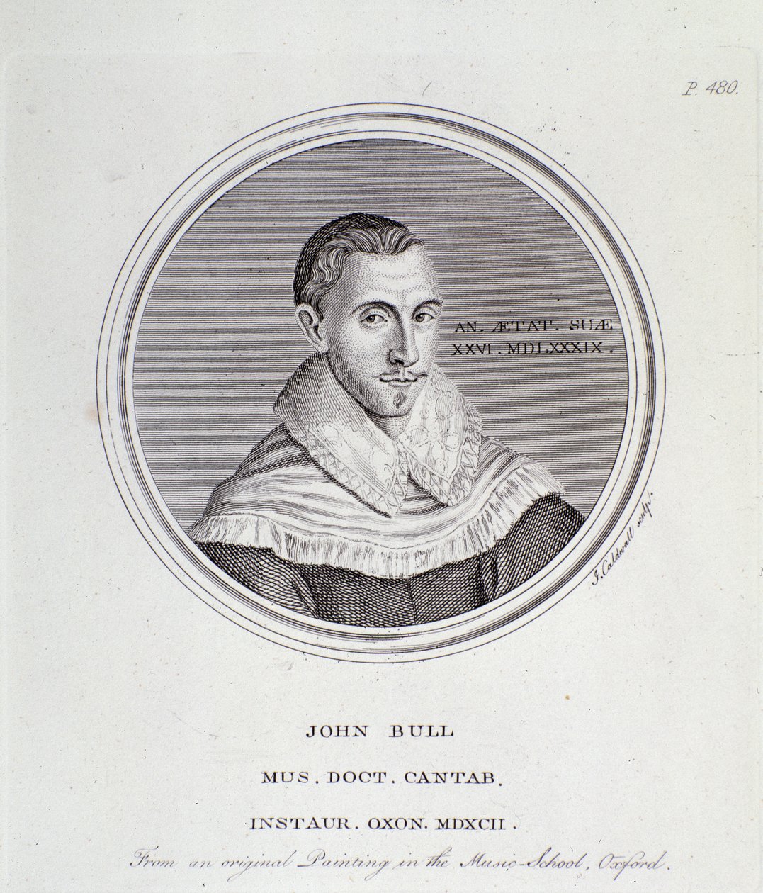 Portrett av den engelske komponisten John Bull (1562-1628) av English School