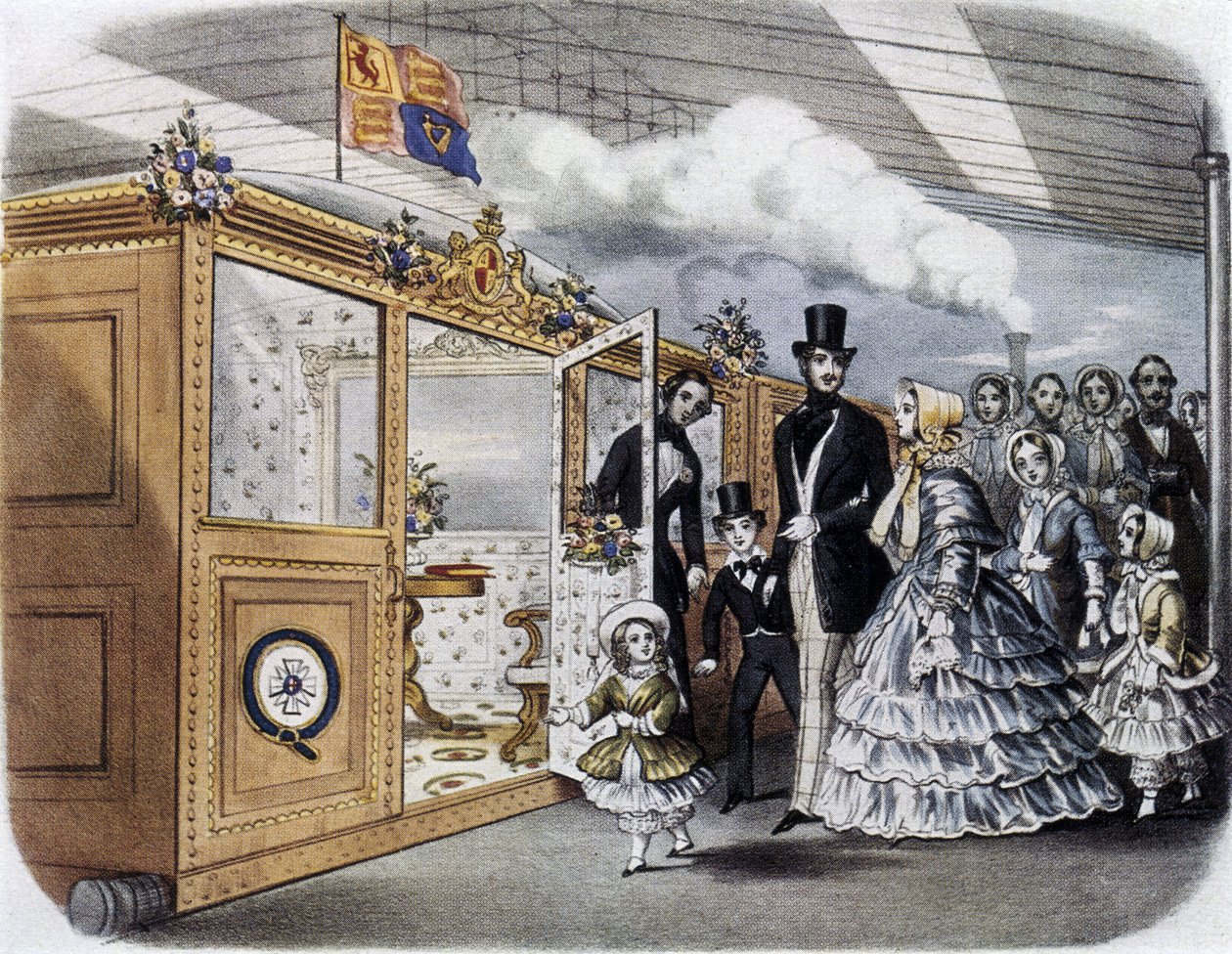 Dronning Victoria (1819-1901) og kongefamilien går ombord på toget til Skottland av English School