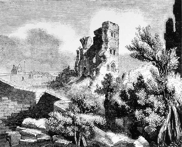 Ruinene av Scarborough Castle av English School