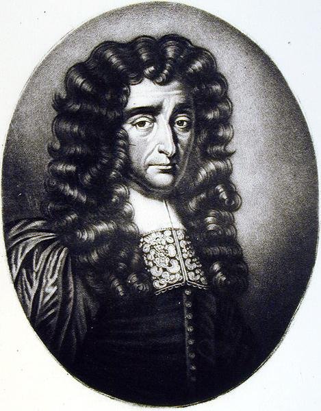 Sir Edmund Berry Godfrey (1621-78) illustrasjon fra Portraits of Characters Illustrious in British History, gravert av Richard Earlom (1743-1822) og Charles Turner (ca. 1773-1857) (mezzotint) (bw pho av English School