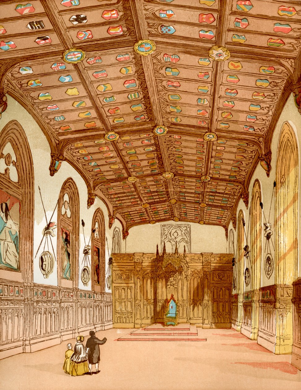 St. Georges Hall, Windsor Castle, Windsor, England, fra Old England: A Pictorial Museum, pub. 1847 av English School