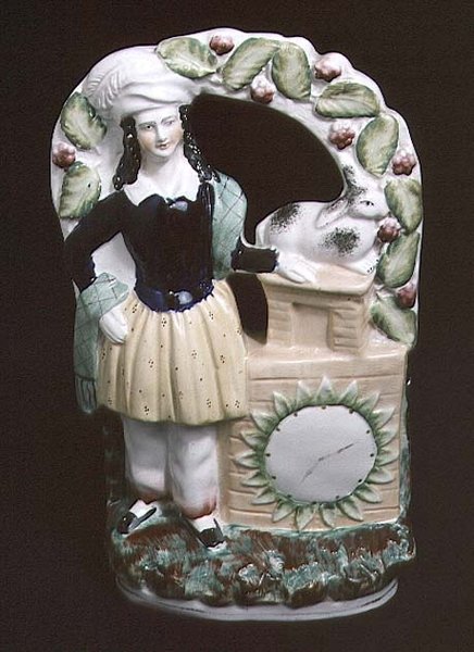 Staffordshire-figur av en mann med en kanin, 1840 (keramikk) av English School