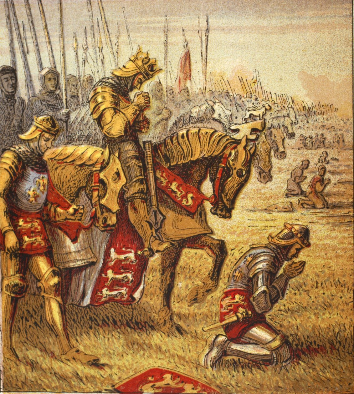 Slaget ved Agincourt, pub. 1890 av English School