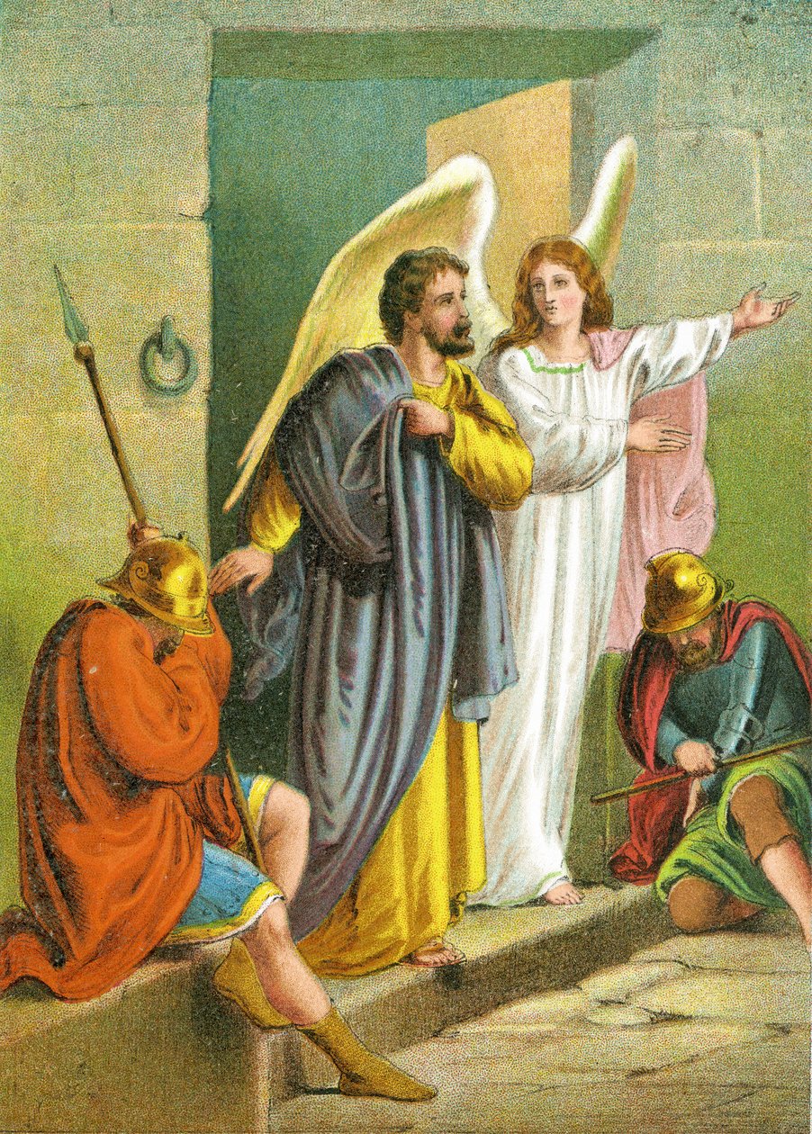 The Liberation of Saint Peter by an Angel , 1870 av English School