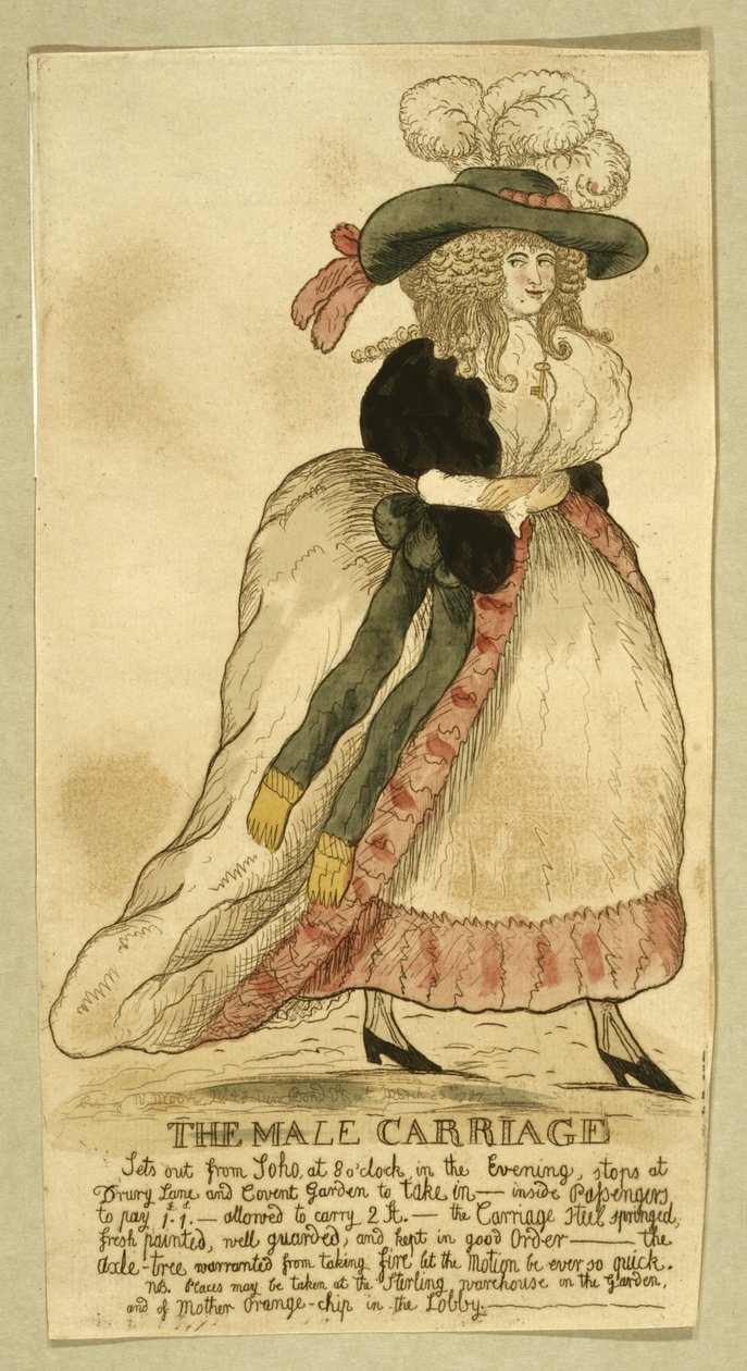 The Male Carriage, pub. N. Moore, London, 25. mars, 1787 (håndfarget gravering) av English School