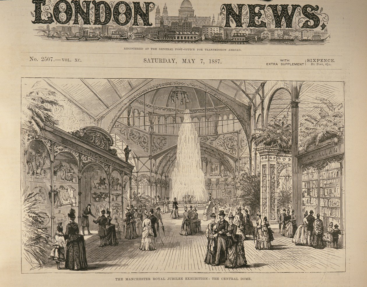 Manchester Royal Jubilee Exhibition: The Central Dome, fra The Illustrated London News, 7. mai 1887 av English School