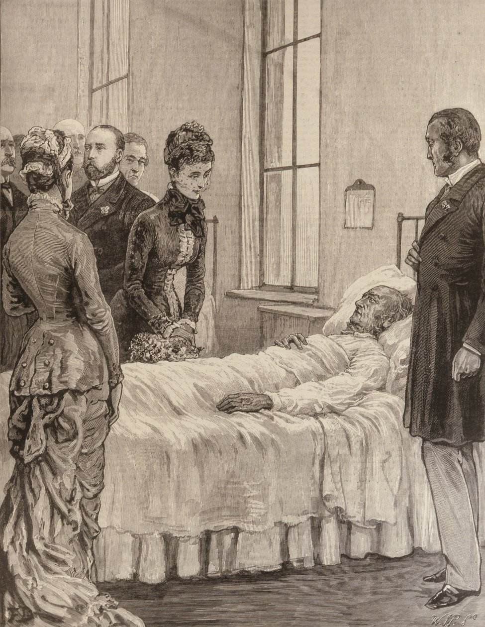 Prinsen og prinsessen av Wales åpner Marylebone Infirmary, Notting Hill: The Princess Visiting the Patients, fra The Illustrated London News, 7. september 1881 av English School