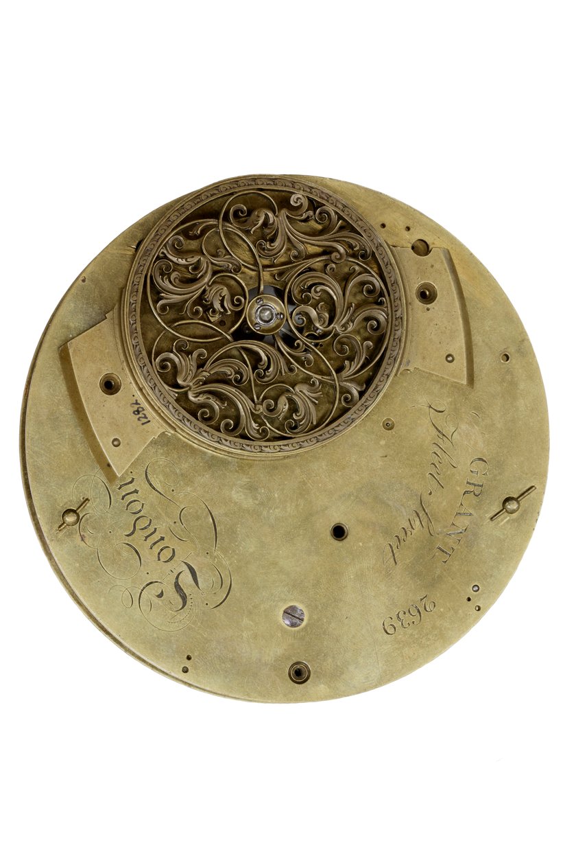 Bakplaten til Cumming Clock, ca. 1767 (metall) av English School