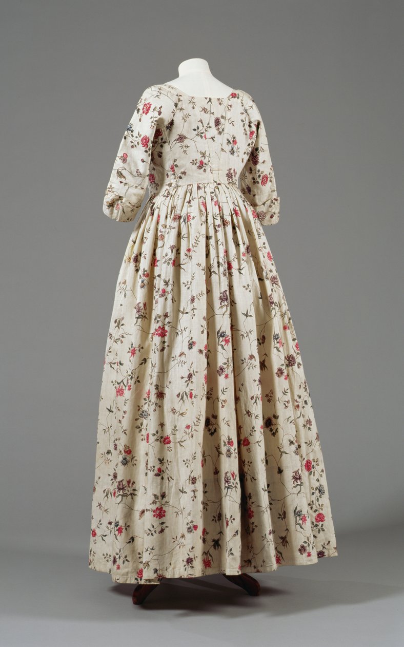 Damekjole, stemplet med East India Company-merke, ca. 1785-90 (bomull) av English School