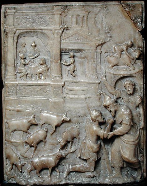 Relieff som viser den fortapte sønns retur, fra Malines (alabast) av Flemish School