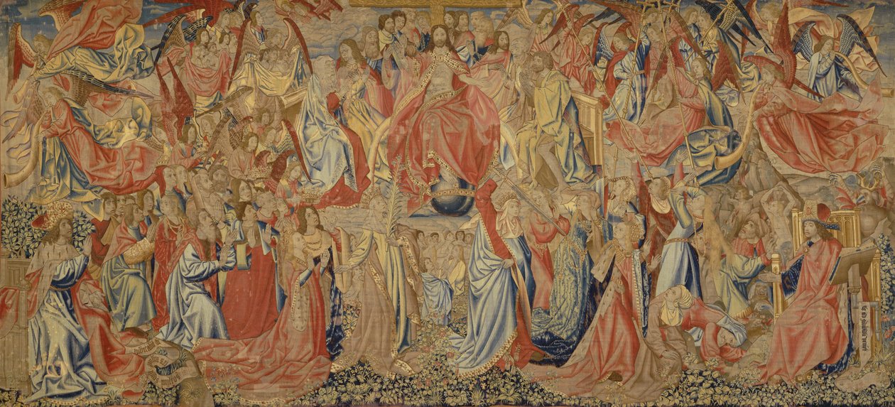 The Last Judgement, ca. 1500 (ull og silke) av Flemish School