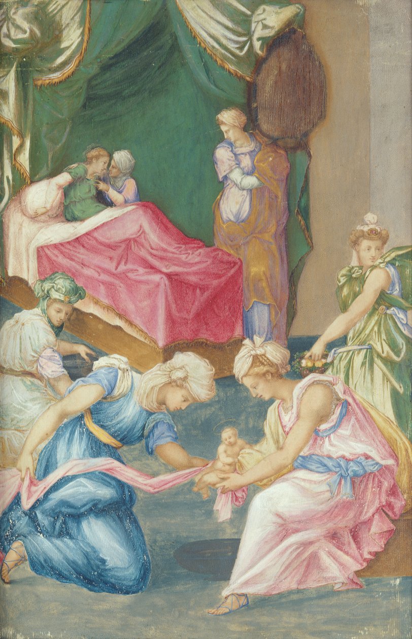 Jomfruens fødsel, 1625-50 av Fontainebleau School