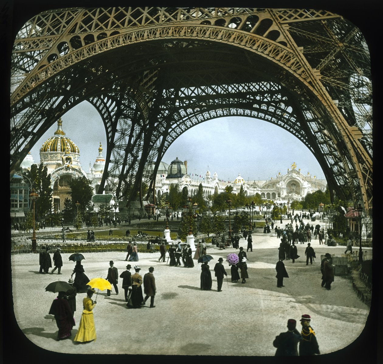 Paris-utstilling: Champ de Mars og Eiffeltårnet, Paris, Frankrike, 1900 (lanternesklie) av French Photographer