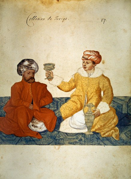 Et lett tyrkisk måltid, 1567 (wc på papir) av French School