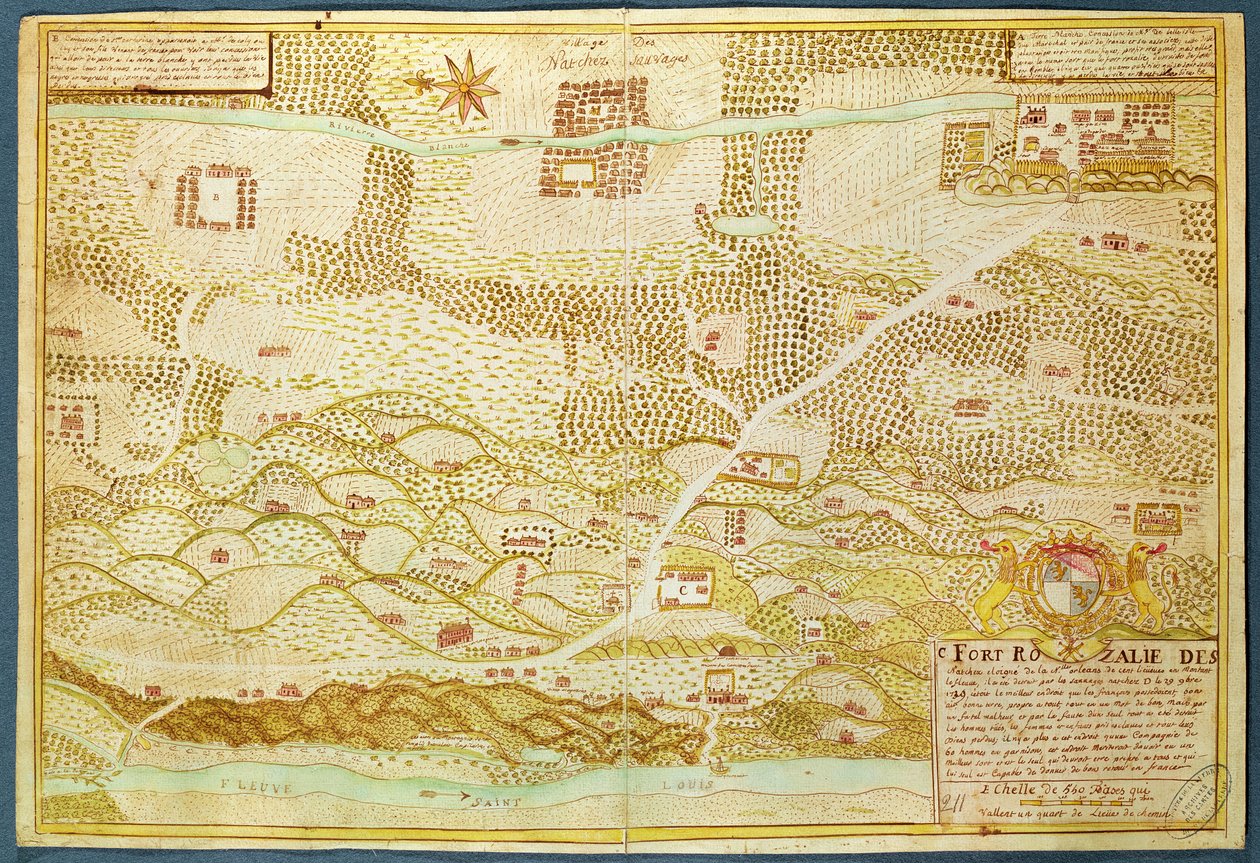 Fort Rosalie des Natchez (wc på papir) av French School