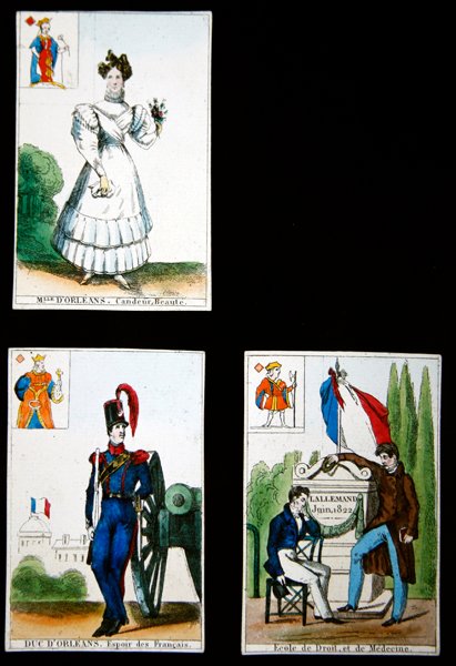 Fire spillkort til minne om heltene fra juli 1830, 1831 av French School
