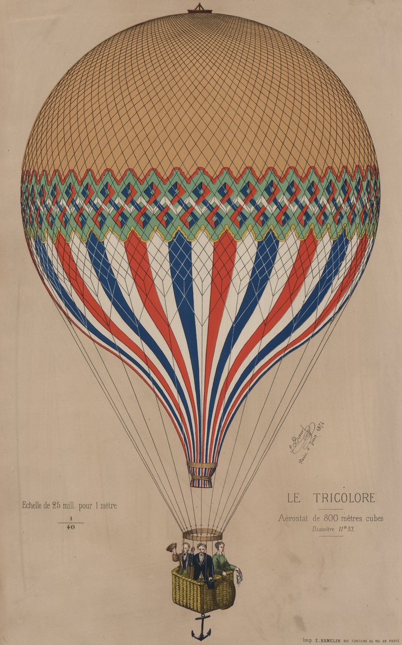 Fransk Le Tricolore ballong, 1874 av French School