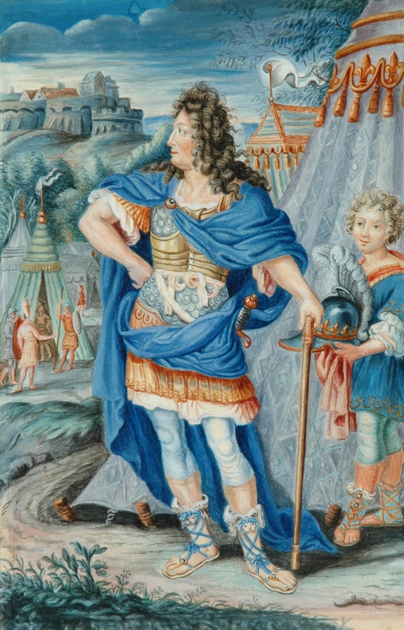 Fransk adelsmann i middelalderdrakt (tempera) av French School