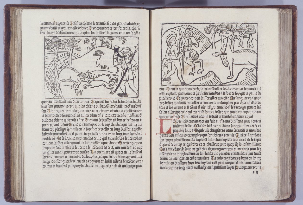Illustrasjon fra Le Liurse du Roy Modus et de la Reine Racio av Henri Ferrieres, 1486 av French School